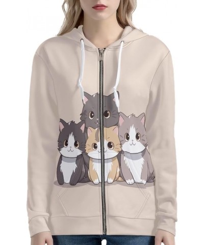 Womens Hoodies Zip Up Hoodie Y2K Women Clothes Sweatshirts Fall Fashion Outfits Cat Kitty $21.65 Hoodies & Sweatshirts