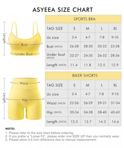 Workout Sets for Women 2 Piece Outfits Gym Shorts Women High Waisted with Adjustable Padded Sports Bra Gym Sets Yellow $15.04...