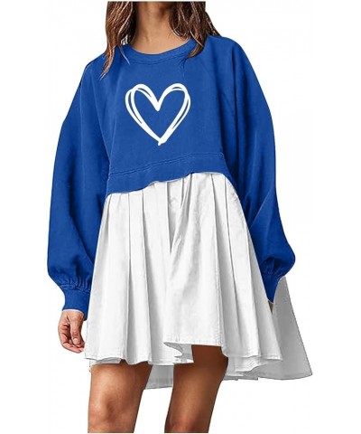 Womens Oversized Sweatshirt Dress 2023 Fall Fashion Long Sleeve Pullover Tops Relaxed Fit Sweatshirts Mini Dress G06 Blue $10...