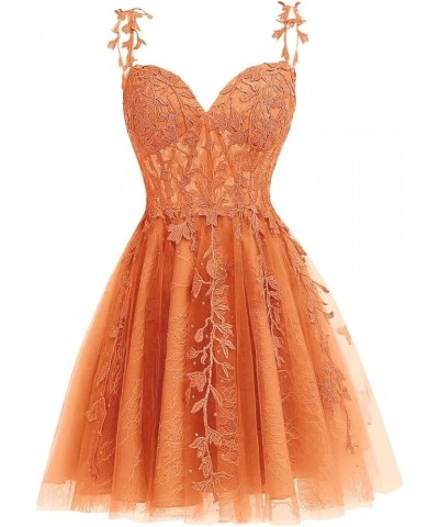 Tulle Lace Appliques Homecoming Dresses Spaghetti Straps Short Backless Formal Evening Party Gowns Orange $31.90 Dresses