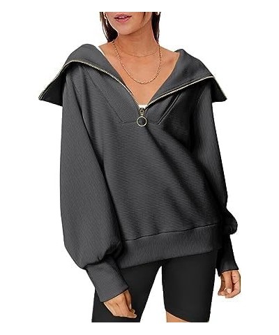 Womens Oversized Quarter Zip Pullover 2024 Spring Sweatshirts Hoodie For Teen Girls Trendy Y2k Clothes Grey $15.40 Hoodies & ...