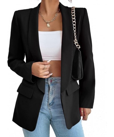 Women's Long Sleeve Open Front Blazer Casual Shawl Collar OL Work Office Suit Jacket Black $22.41 Blazers