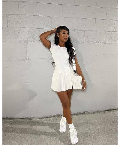 Women's Y2k Girl High Waisted Pleated Tennis Skirt School Mini A-Line Skater Skirts White $12.99 Skirts