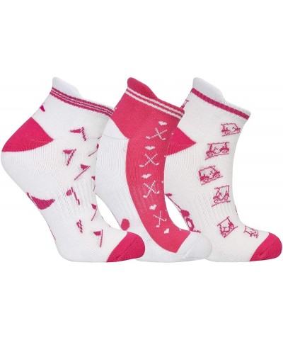 Ladies Golf Socks (3 Pack) | Cushioned Sole | Extended Tab | Compression Fit | Size 6-11 Pink & White $12.32 Activewear