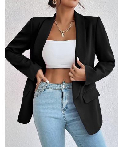 Women's Long Sleeve Open Front Blazer Casual Shawl Collar OL Work Office Suit Jacket Black $22.41 Blazers