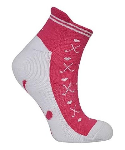 Ladies Golf Socks (3 Pack) | Cushioned Sole | Extended Tab | Compression Fit | Size 6-11 Pink & White $12.32 Activewear