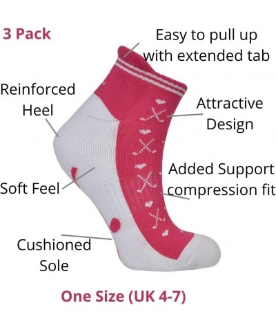 Ladies Golf Socks (3 Pack) | Cushioned Sole | Extended Tab | Compression Fit | Size 6-11 Pink & White $12.32 Activewear