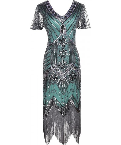 Women's 1920s Gatsby Party Dress Vintage Sequin with 20s Accessories Set Black&green $29.46 Sets