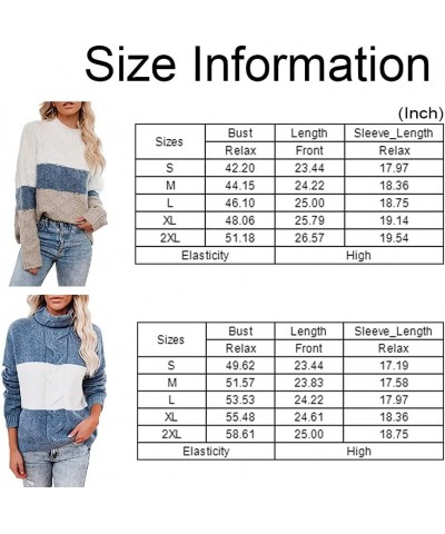 Women’s Casual Sweater Pullover Winter Cozy Long Sleeve Turtleneck Jumpers Color Block Knit Pullover Top Loose Fit A-beige $2...