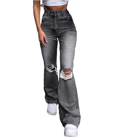 Bell Bottom Jeans for Women Ripped High Waisted Jeans Classic Flared Pants Retro Destroyed Denim Pants 01-black $15.40 Jeans