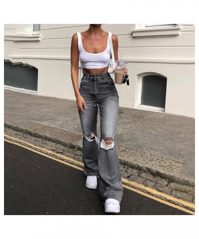 Bell Bottom Jeans for Women Ripped High Waisted Jeans Classic Flared Pants Retro Destroyed Denim Pants 01-black $15.40 Jeans