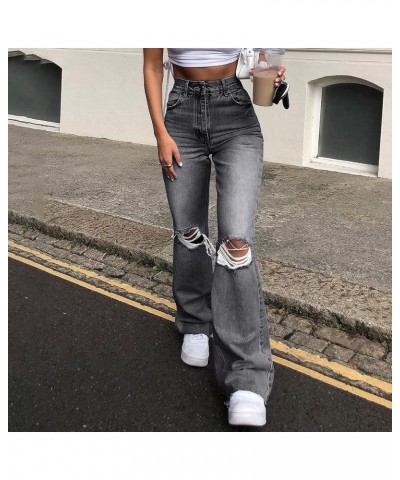 Bell Bottom Jeans for Women Ripped High Waisted Jeans Classic Flared Pants Retro Destroyed Denim Pants 01-black $15.40 Jeans