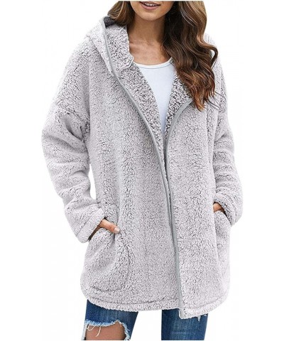 Womens Winter Coats 2023 Fashion Faux Fur Coat Fuzzy Fleece Warm Sherpa Hoodie Jacket Button Lapel Cardigan Sweater 05-gray $...