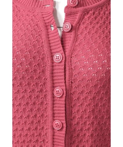 Women's Button Down 3/4 Sleeve Cropped Knit Cardigan Crochet Sweater (S-3XL) Peach Beige $19.60 Sweaters