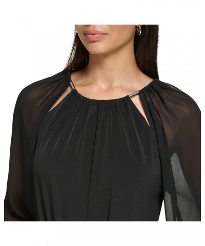 Women's Knit Long Sleeve Blouse Black $39.77 Blouses