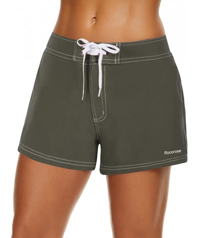 Women's Board Shorts Quick Dry Elastic Waist Swim Shorts Surf Swimwear with Pocket and Liner Green $13.77 Swimsuits