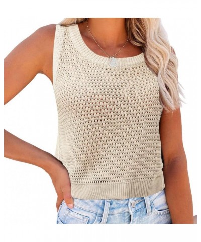 Womens V Neck Sweater Vest School Uniform Vest Striped Cable Knit Sleeveless Sweater Tops H Beige $13.33 Sweaters