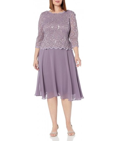 Women's Tea Length Embroidered Bodice Mock Dress (Reg and Petite) Pure Orchid $64.08 Dresses