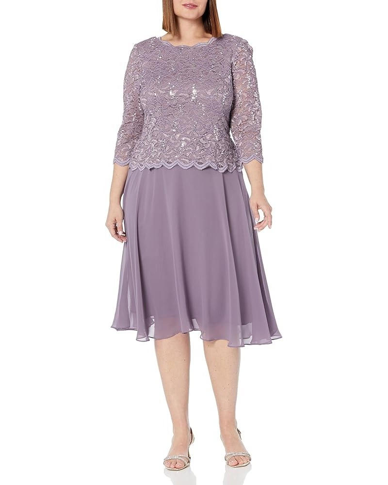 Women's Tea Length Embroidered Bodice Mock Dress (Reg and Petite) Pure Orchid $64.08 Dresses