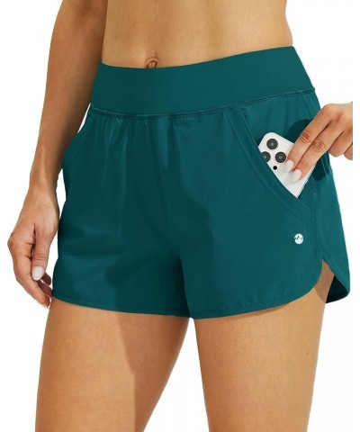 Women's 3" Swim Board Shorts Swimming Bottoms with Brief Liner Quick Dry UPF 50+ X-Small Teal $16.32 Swimsuits