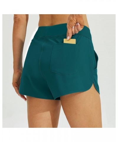 Women's 3" Swim Board Shorts Swimming Bottoms with Brief Liner Quick Dry UPF 50+ X-Small Teal $16.32 Swimsuits