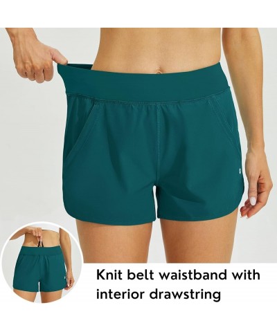 Women's 3" Swim Board Shorts Swimming Bottoms with Brief Liner Quick Dry UPF 50+ X-Small Teal $16.32 Swimsuits