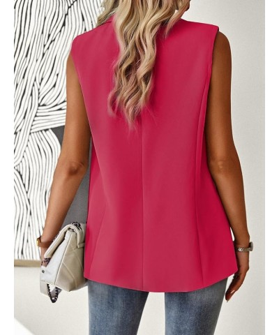 Women's Sleeveless Blazer Vest Casual Open Front Button Vest Lapel Office Cardigan Blazer With Pockets Rose $21.15 Vests