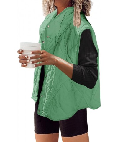 Womens Quilted Vest Oversized Puffer Vest Lightweight Puffy Outerwear with Pockets Button Down Padded Gilet Dark Mint $19.80 ...