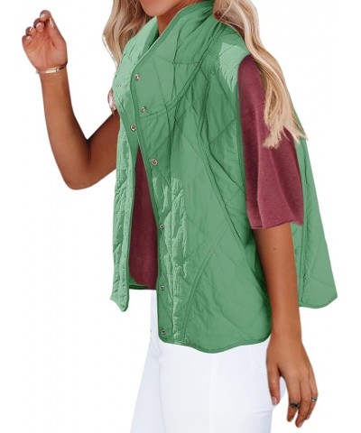 Womens Quilted Vest Oversized Puffer Vest Lightweight Puffy Outerwear with Pockets Button Down Padded Gilet Dark Mint $19.80 ...