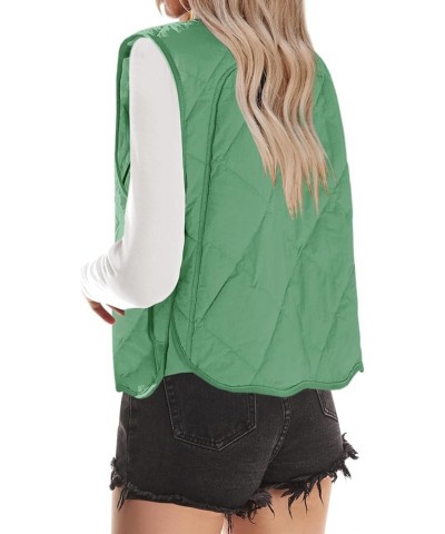 Womens Quilted Vest Oversized Puffer Vest Lightweight Puffy Outerwear with Pockets Button Down Padded Gilet Dark Mint $19.80 ...