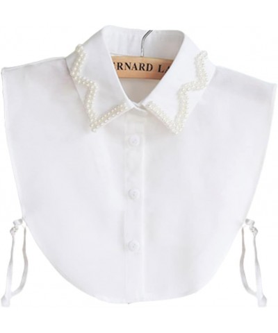 False Collar Detachable Half Shirt Blouse Fake Collar Elegant Embroidery Rhinestones Designs for Women Girls Pearls White $10...