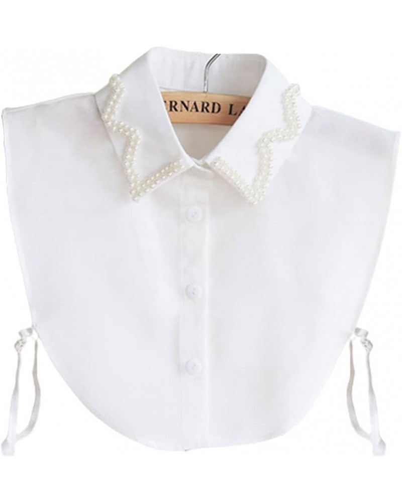 False Collar Detachable Half Shirt Blouse Fake Collar Elegant Embroidery Rhinestones Designs for Women Girls Pearls White $10...