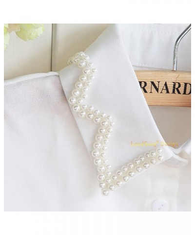 False Collar Detachable Half Shirt Blouse Fake Collar Elegant Embroidery Rhinestones Designs for Women Girls Pearls White $10...