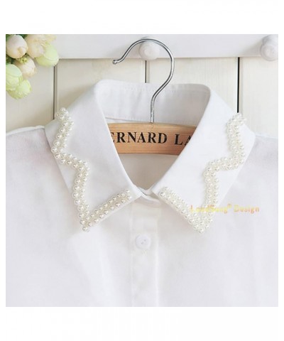 False Collar Detachable Half Shirt Blouse Fake Collar Elegant Embroidery Rhinestones Designs for Women Girls Pearls White $10...