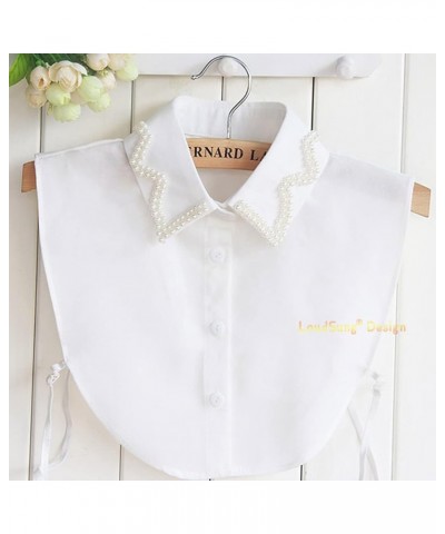 False Collar Detachable Half Shirt Blouse Fake Collar Elegant Embroidery Rhinestones Designs for Women Girls Pearls White $10...