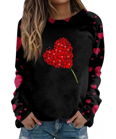 Cute Tops For Women Dressy Casual Winter Shirts Long Sleeve Blouses Floral Print Ladies Sweatshirts Crewneck Clothes Ae06-bla...