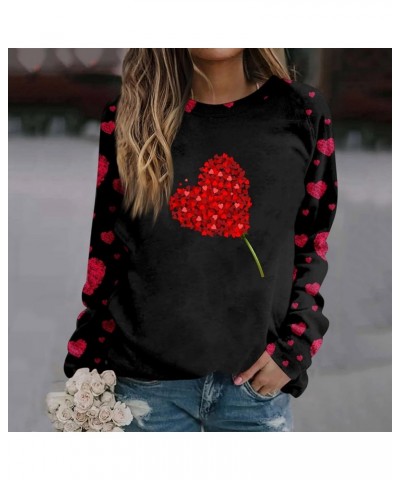 Cute Tops For Women Dressy Casual Winter Shirts Long Sleeve Blouses Floral Print Ladies Sweatshirts Crewneck Clothes Ae06-bla...