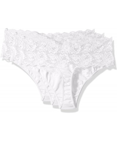 Women's Say Never Lovelie Thong Plus Size 3 Pack Set White/White/White $25.95 Lingerie