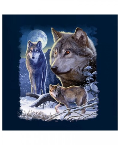 Wolves and The Moon in The Winter Night Animal Lover Unisex Crewneck Graphic Sweatshirt Navy $17.32 Hoodies & Sweatshirts