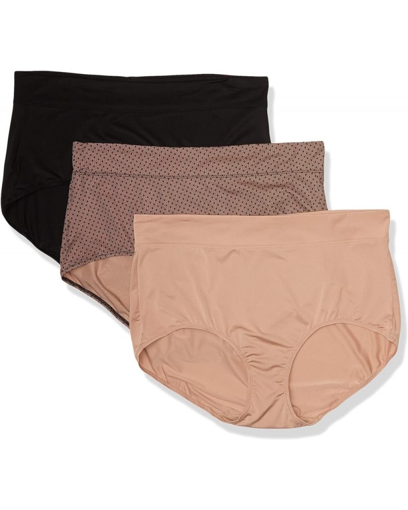 Women's Blissful Benefits No Muffin Top 3 Pack Brief Panty Ub/Ta/Lace Dot Print $10.42 Lingerie