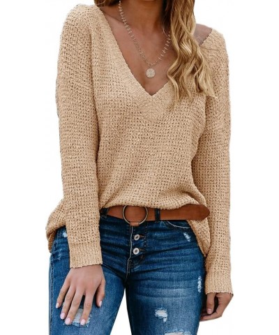 Womens Summer V Neck Long Batwing Sleeve Sweater Tops Lightweight Loose Knit Blouse Shirt Jumper Pullover Khaki $13.74 Sweaters