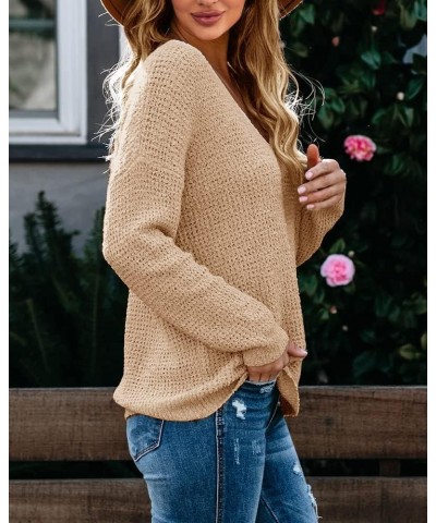 Womens Summer V Neck Long Batwing Sleeve Sweater Tops Lightweight Loose Knit Blouse Shirt Jumper Pullover Khaki $13.74 Sweaters