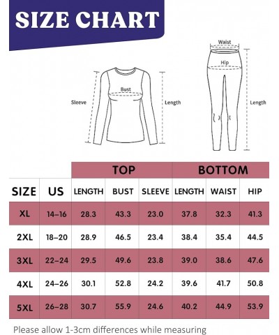 Plus Size Thermal Underwear for Women Long Johns Sets Fleece Lined Base Layer Pajama Top and Bottom 1_navy $20.24 Activewear