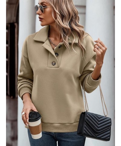 Womens Fleece Sweatshirts Tops: Casual Quarter Button Hoodies Pullovers for Teens Girls 2023 Fall Winter Clothes Khaki $14.99...