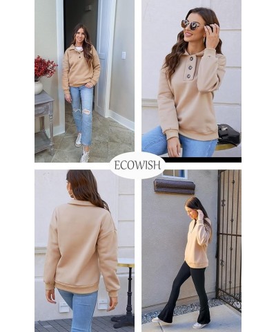 Womens Fleece Sweatshirts Tops: Casual Quarter Button Hoodies Pullovers for Teens Girls 2023 Fall Winter Clothes Khaki $14.99...