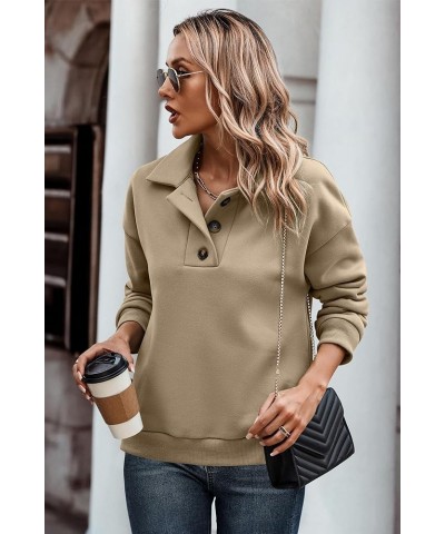 Womens Fleece Sweatshirts Tops: Casual Quarter Button Hoodies Pullovers for Teens Girls 2023 Fall Winter Clothes Khaki $14.99...