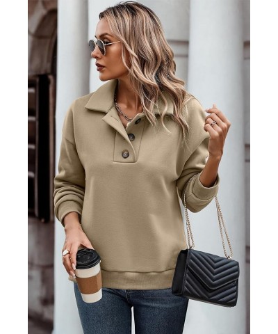 Womens Fleece Sweatshirts Tops: Casual Quarter Button Hoodies Pullovers for Teens Girls 2023 Fall Winter Clothes Khaki $14.99...