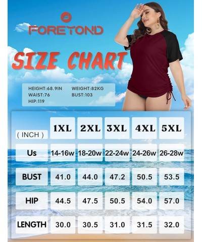 Plus Size Rash Guard Shirt for Women Short Sleeve UPF 50+ Sun Protection Swimwear Swim Top Bb_wine Red $14.70 Swimsuits