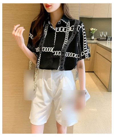 Women's Baroque Chain Print Shirt Regular Fit Button Down Casual Blouse Tops 22790 Style $12.79 Blouses