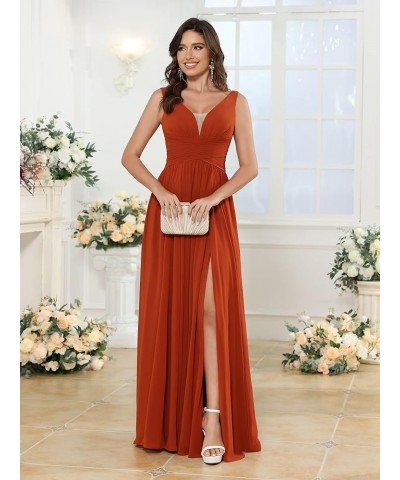 Women's Simple Chiffon Bridesmaid Dresses with Pockets Long V Neck Formal Dresses with Slit YZTS138 Champagne $35.39 Dresses